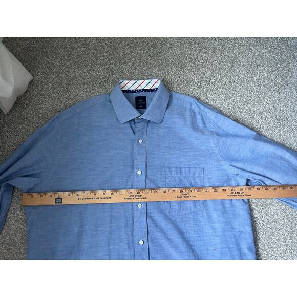 TailorByrd Long Sleeve Button Down Shirt Collar Pocket Flip Cuff Blue 2XLT - Picture 8 of 10